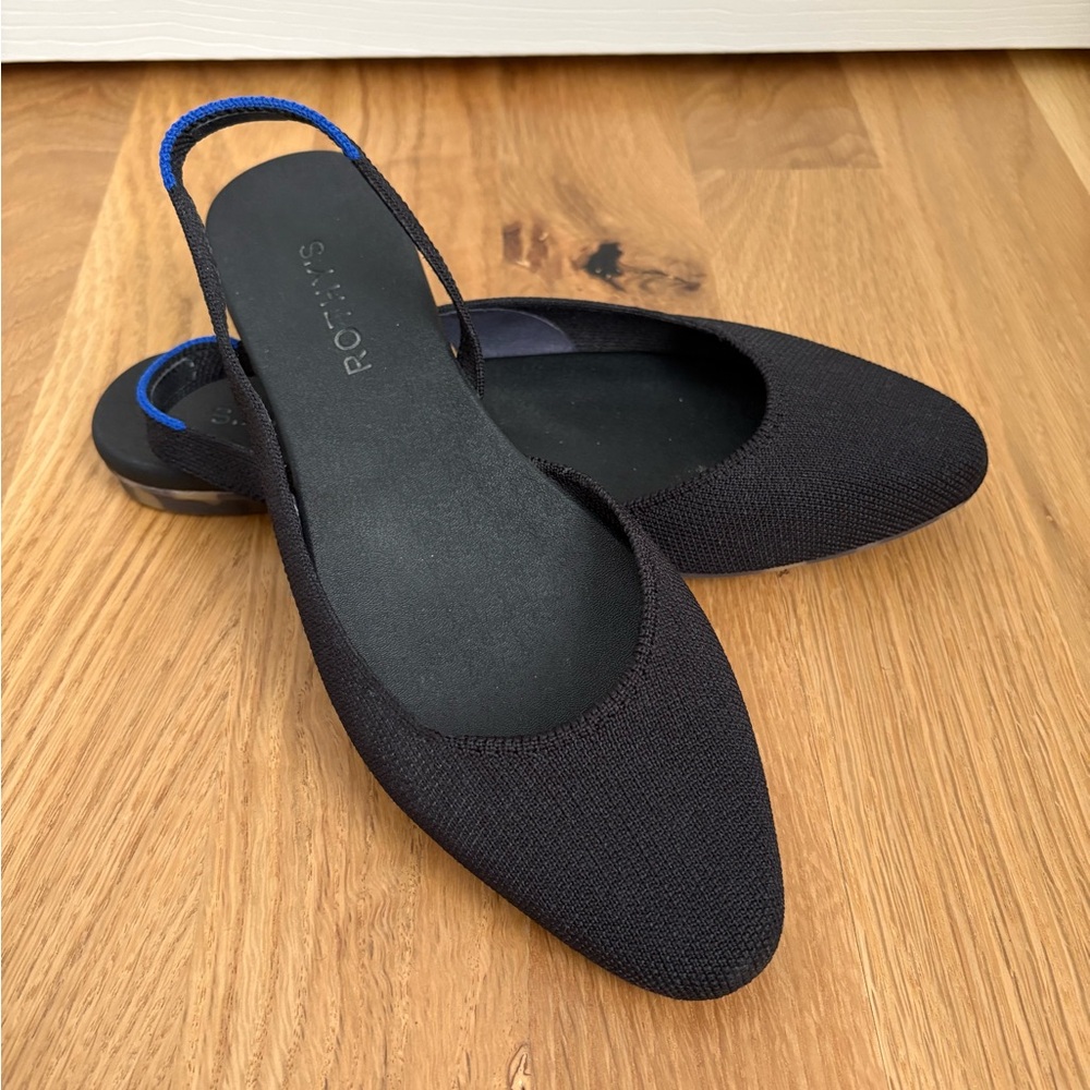 Rothy's Almond Black Slingback Flats
